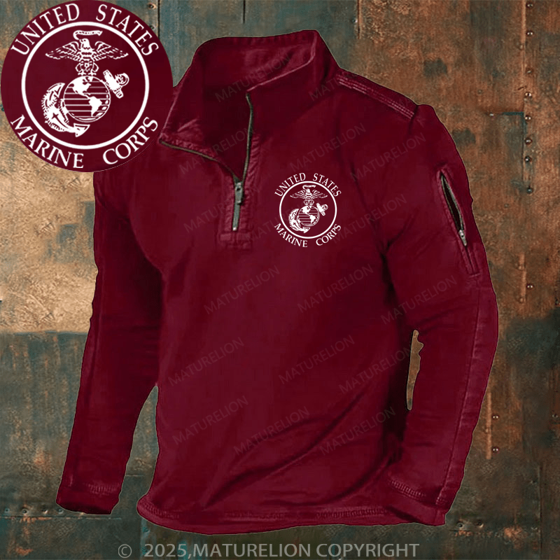 Maturelion Henley Shirt United States Marine Crops Henley Shirt