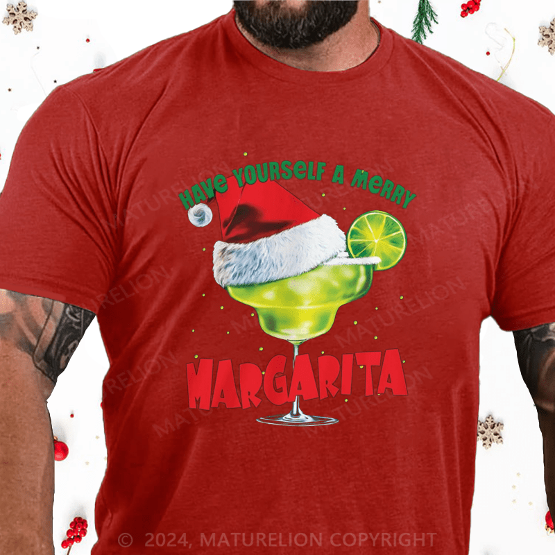 Maturelion Christmas T-Shirt Have Yourself a Merry Margarita Christmas T-Shirt