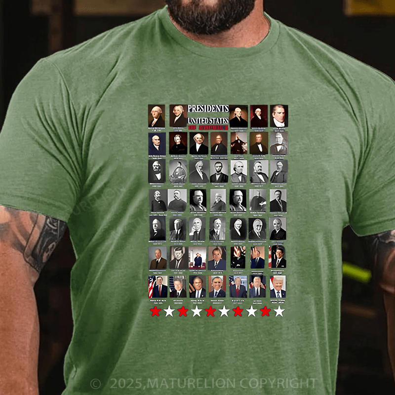 Maturelion Men's T-shirt Presidents Cotton T-shirt
