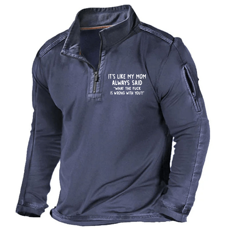 Maturelion Men's Henley Shirt It's Like My Mom Always Said What The Fuck Is Wrong With You Casual Letters Print Henley Shirt