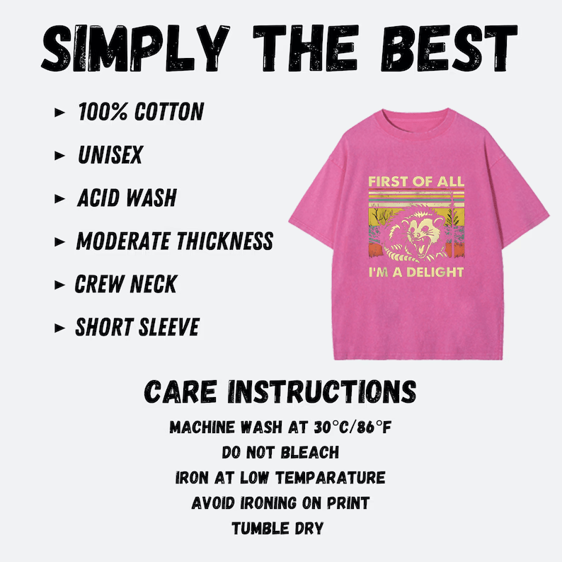 Maturelion First Of All I'm A Delight DTG Printing Washed Cotton T-Shirt