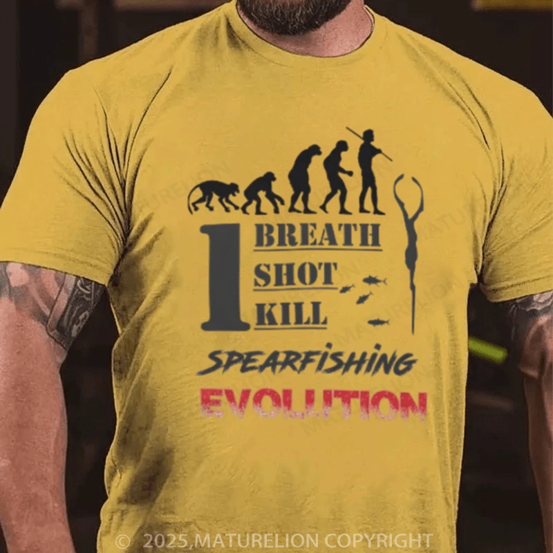 Maturelion Men's T-Shirt Evolution Spearfishing Classic Cotton T-Shirt