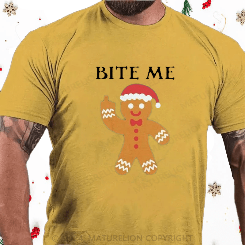 Maturelion Christmas T-Shirt Tipsy Elves Men's Christmas Bite Me Tee