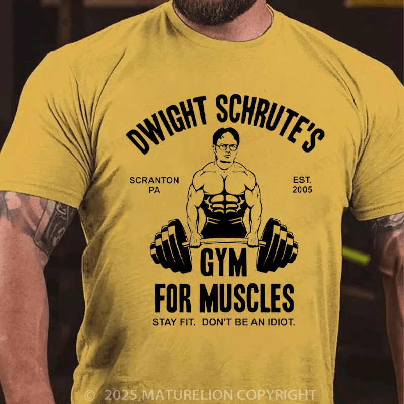 Maturelion Men's T-Shirt Dwight Schrute Gym For Muscles Essential Cotton T-Shirt