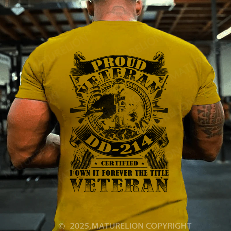 Maturelion Men's T-shirt Proud Veteran DD 214 Cotton T-shirt