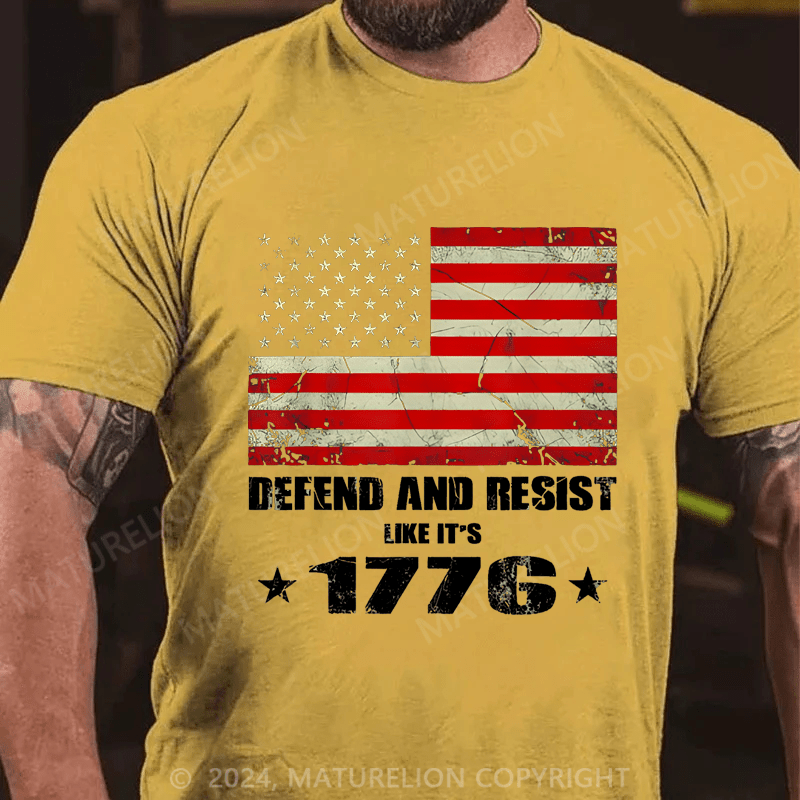 Maturelion Men's T-Shirt Defend and Resist Like It's 1776 T-Shirt