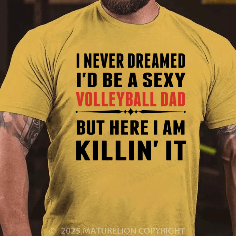 Maturelion Men's T-Shirt Keep Calm Volleyball Dad Cotton T-Shirt