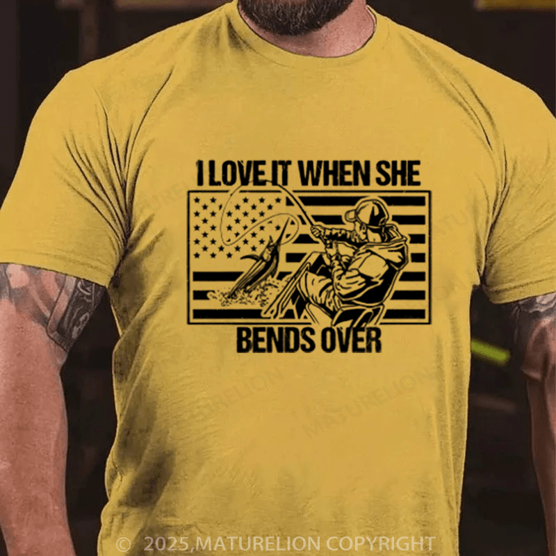 Maturelion Men's T-Shirt Funny Fishing I Love It When She Bends Over Cotton T-Shirt