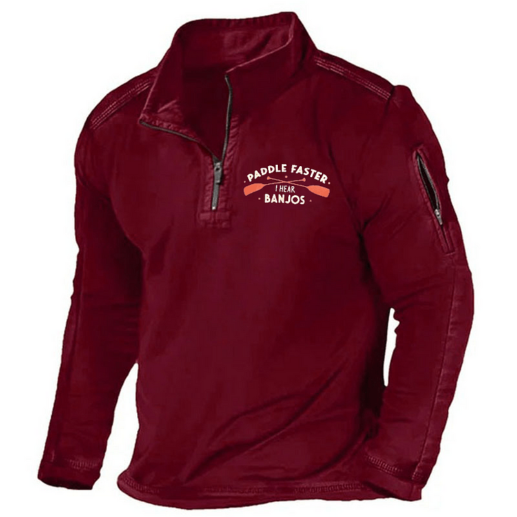 Maturelion Men's Henley Shirt Paddle Faster I Hear Banjos Henley Shirt