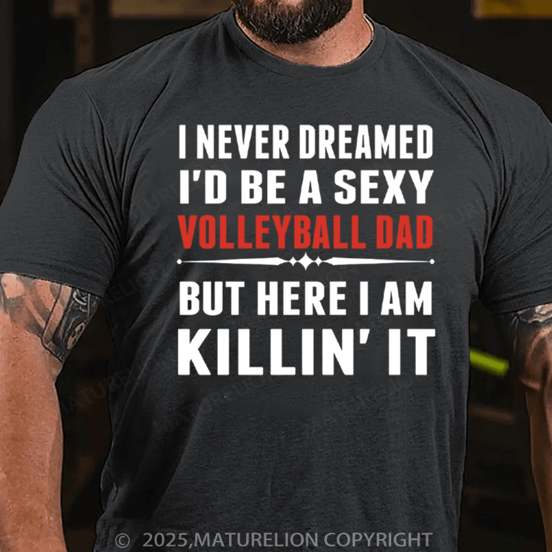 Maturelion Men's T-Shirt Keep Calm Volleyball Dad Cotton T-Shirt
