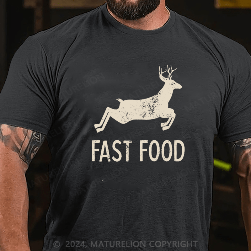 Maturelion Fast Food Funny Men Hunting Unisex Cotton T-shirt (Free Customization)