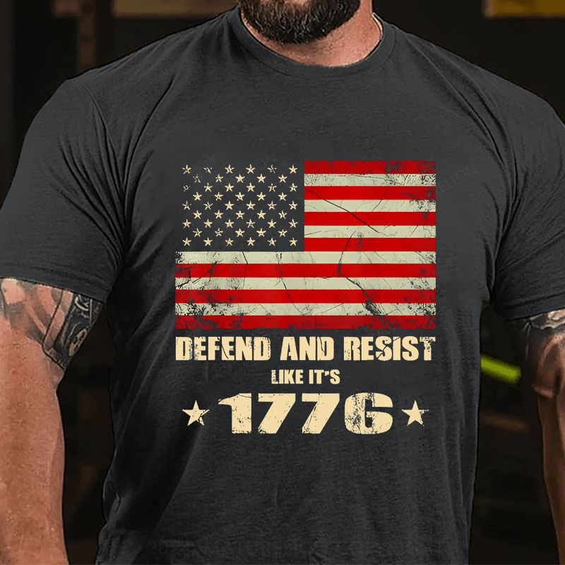 Maturelion Men's T-Shirt Defend and Resist Like It's 1776 T-Shirt