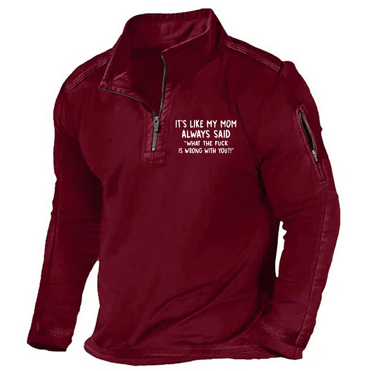 Maturelion Men's Henley Shirt It's Like My Mom Always Said What The Fuck Is Wrong With You Casual Letters Print Henley Shirt