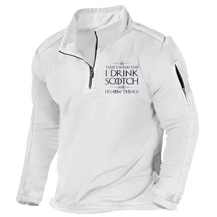 Maturelion Men's Henley Shirt That's What I Do I Drink Scotch And I Know Things Henley Shirt