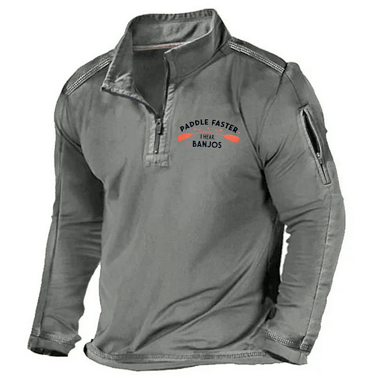 Maturelion Men's Henley Shirt Paddle Faster I Hear Banjos Henley Shirt