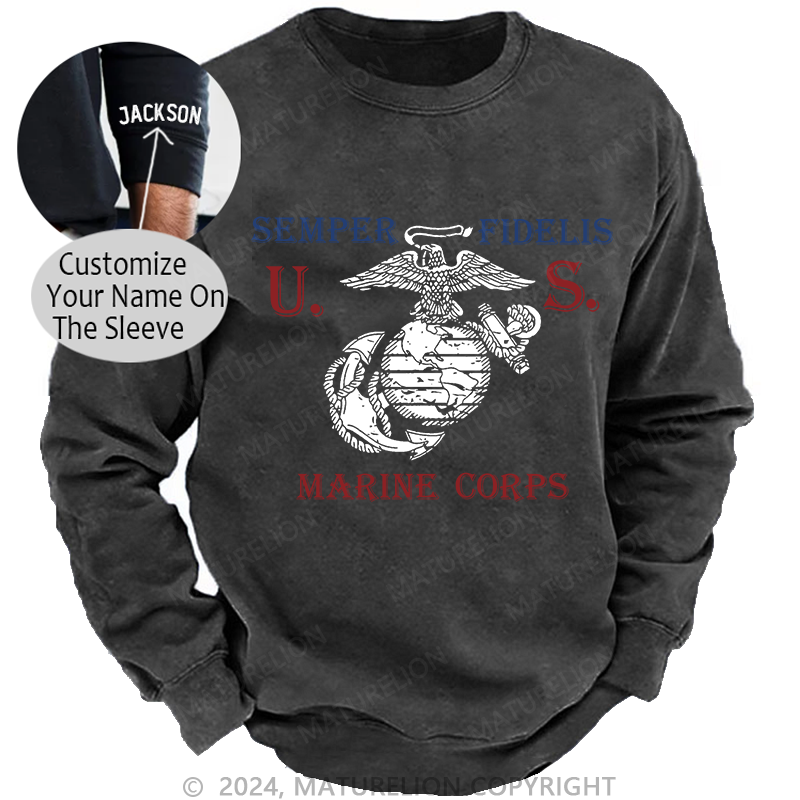 Maturelion USMC Semper Fidelis Washed Sweatshirts