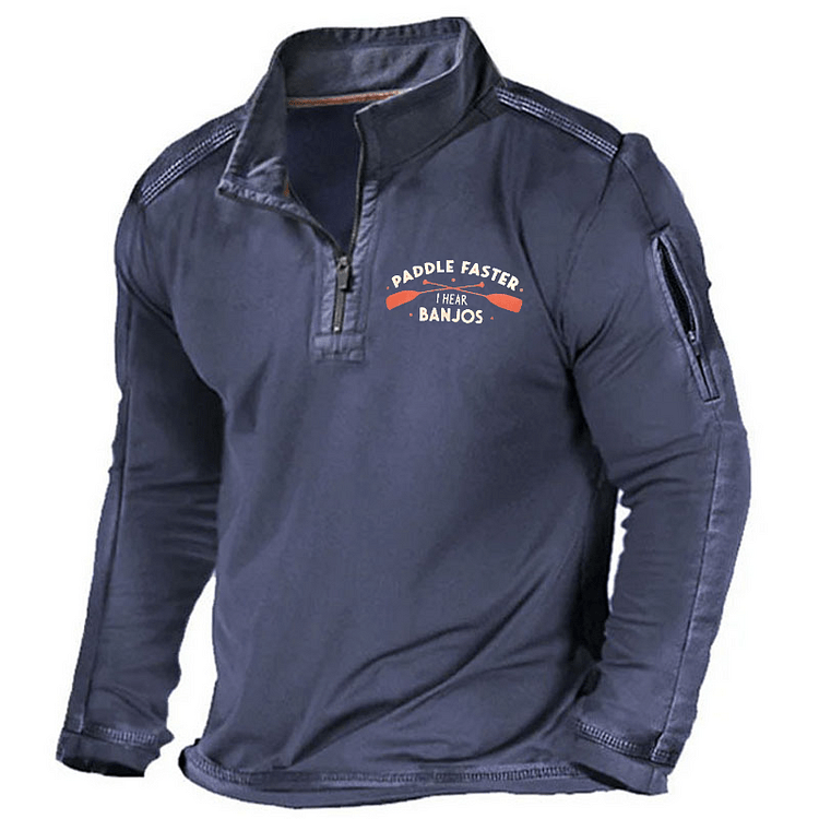 Maturelion Men's Henley Shirt Paddle Faster I Hear Banjos Henley Shirt