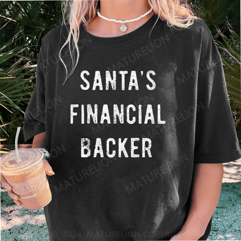 Maturelion Santa's Financial Backer DTG Printing Washed Cotton T-Shirt