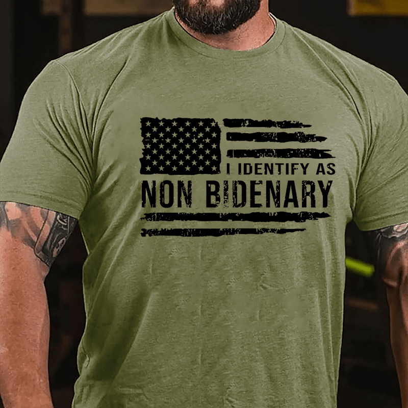 Men's I Identify As Non Bidenary Printed Cotton T-shirt