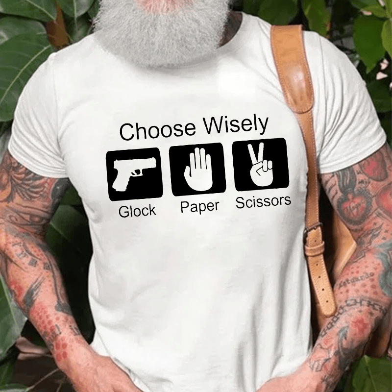 Choose Wisely Glock Paper Scissors Cotton T-shirt (Free Customization)