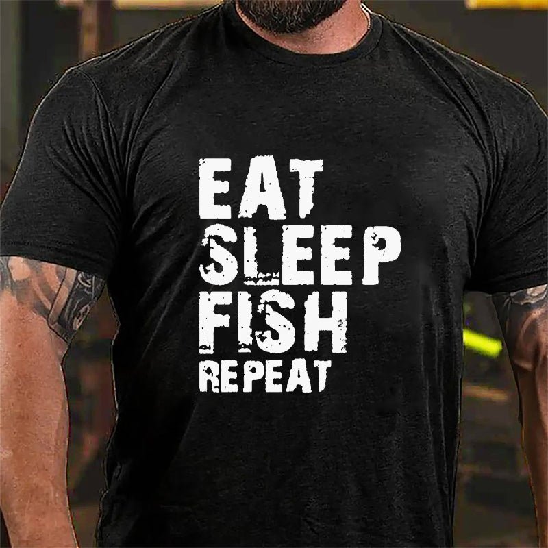 Eat Sleep Fish Repeat Cotton T-shirt
