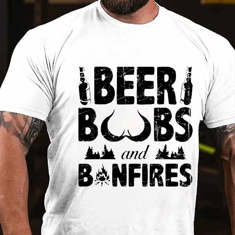 Beer Boobs And Bonfires Cotton T-shirt