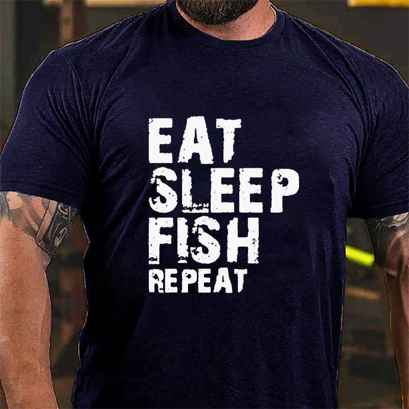Eat Sleep Fish Repeat Cotton T-shirt
