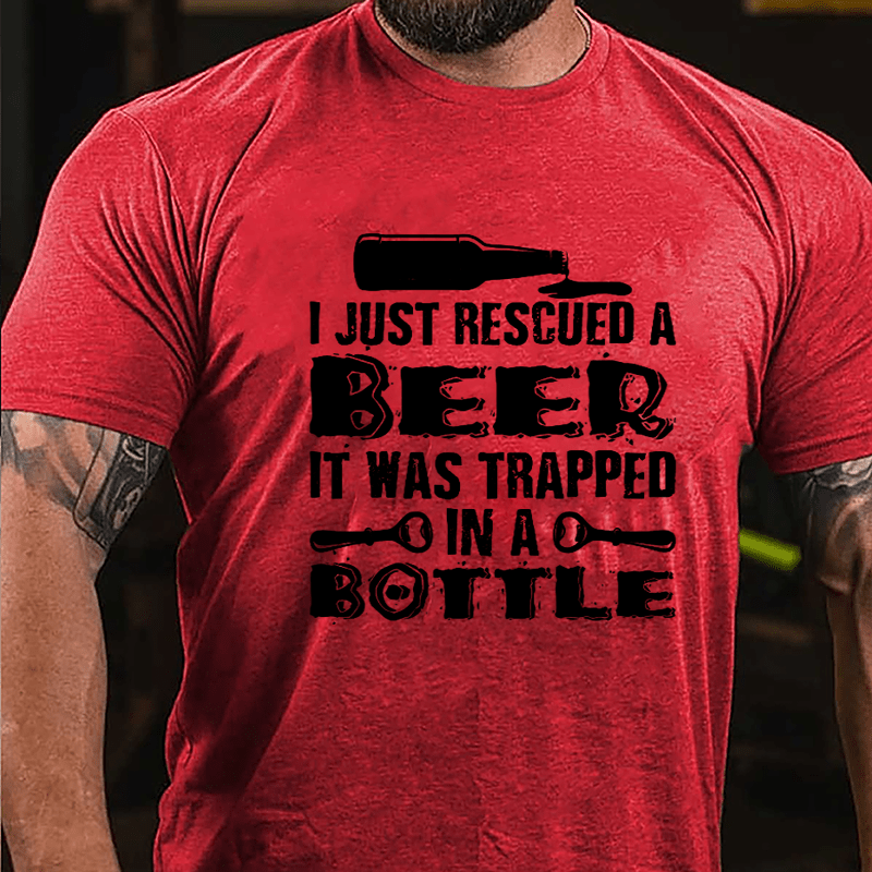 I Just Rescued A Beer It Was Trapped In A Bottle Men's Cotton T-shirt