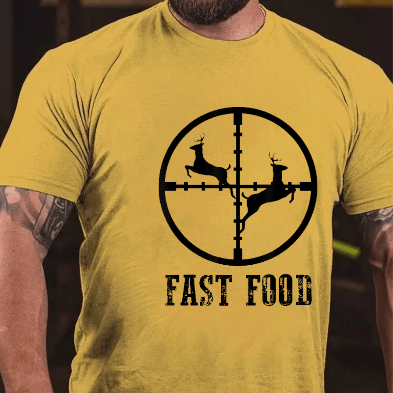 Fast Food Deer Hunting Gift Cotton T-shirt (Free Customization)