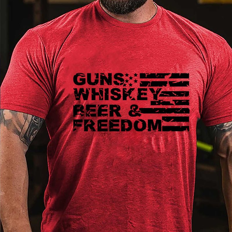 Guns Whiskey Beer And Freedom Cotton T-shirt