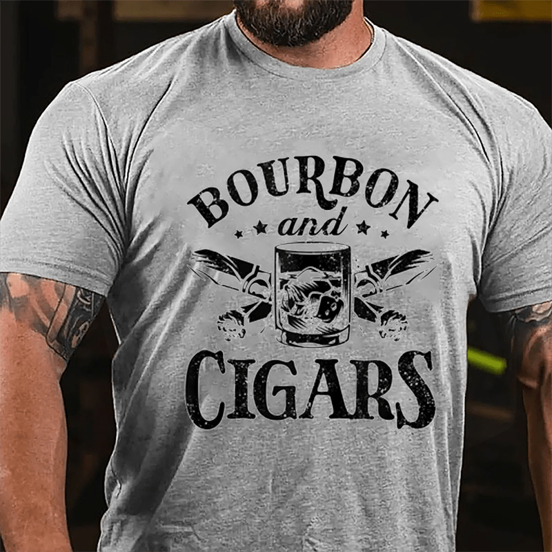 Bourbon And Cigars Graphic Cotton T-shirt