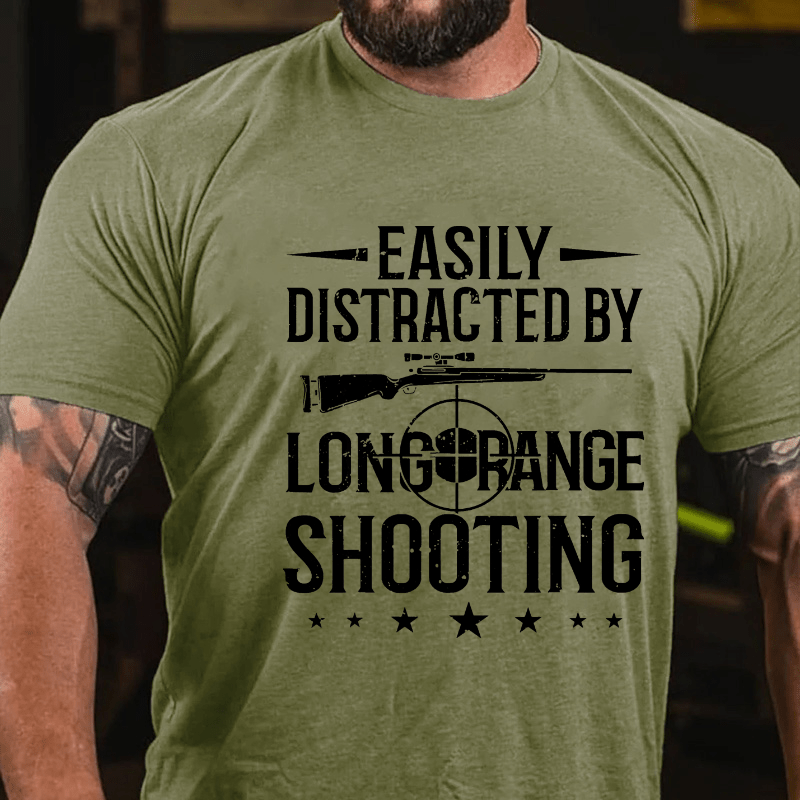 Easily Distracted By Long Range Shooting Cotton T-shirt