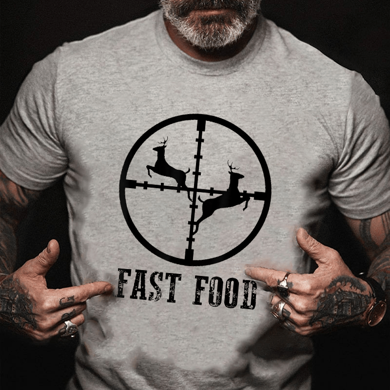 Fast Food Deer Hunting Gift Cotton T-shirt (Free Customization)