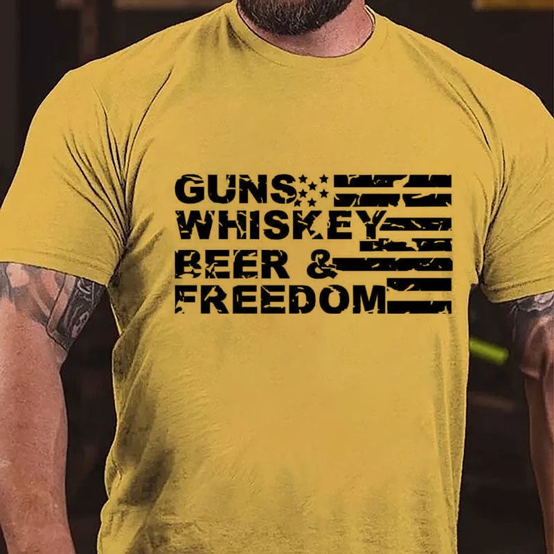 Guns Whiskey Beer And Freedom Cotton T-shirt