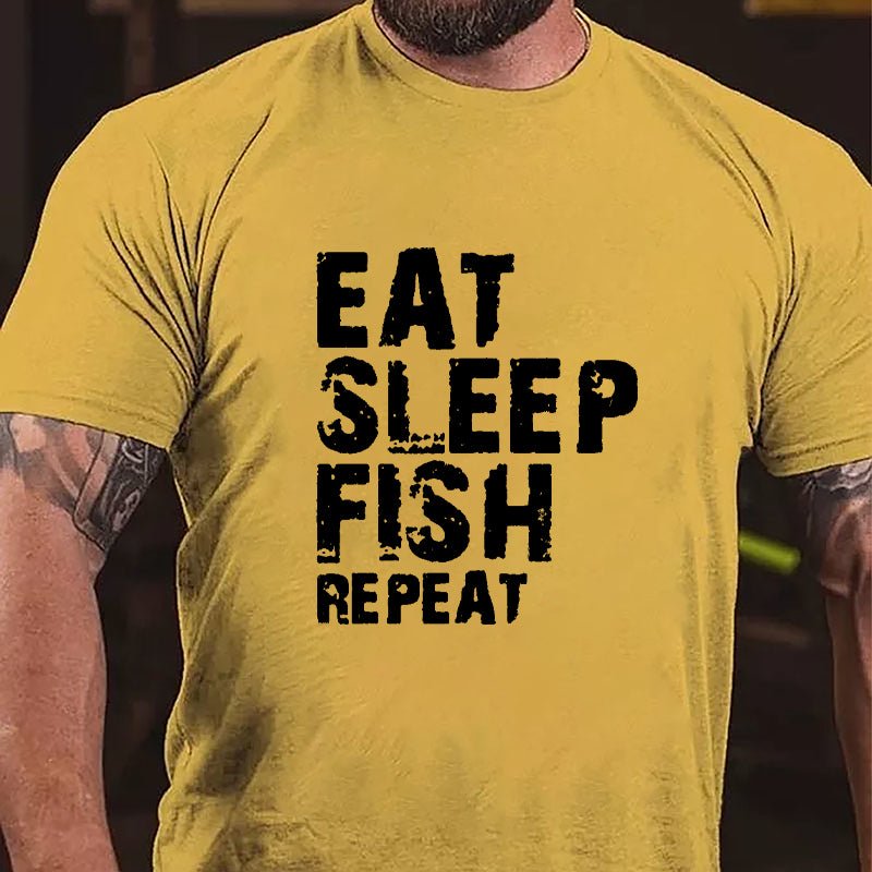 Eat Sleep Fish Repeat Cotton T-shirt