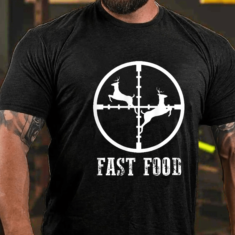 Fast Food Deer Hunting Gift Cotton T-shirt (Free Customization)