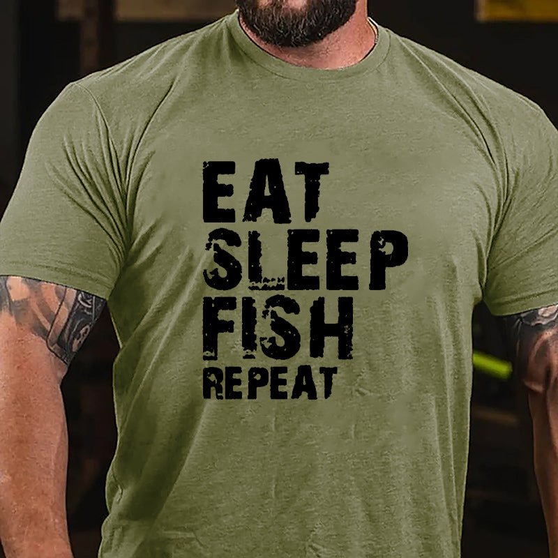 Eat Sleep Fish Repeat Cotton T-shirt