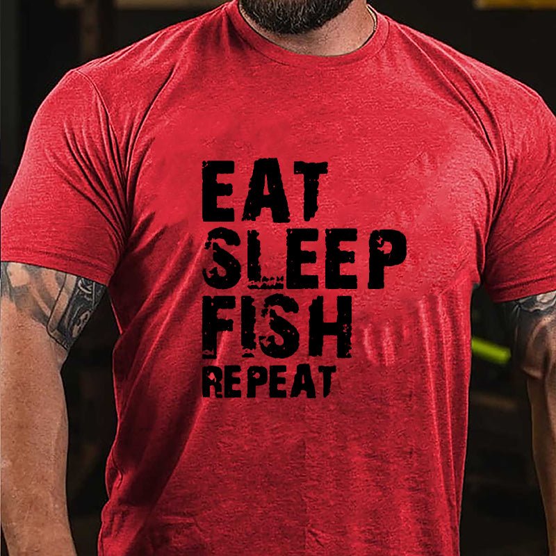 Eat Sleep Fish Repeat Cotton T-shirt