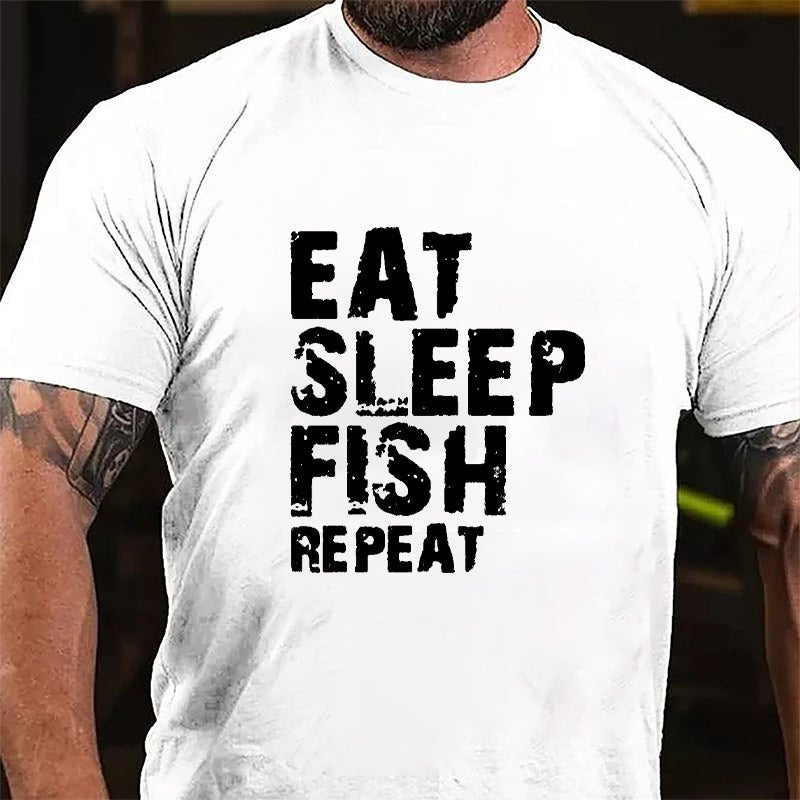 Eat Sleep Fish Repeat Cotton T-shirt