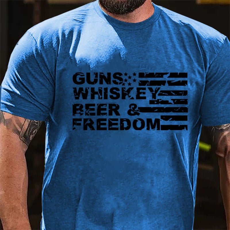 Guns Whiskey Beer And Freedom Cotton T-shirt