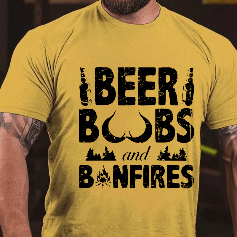 Beer Boobs And Bonfires Cotton T-shirt