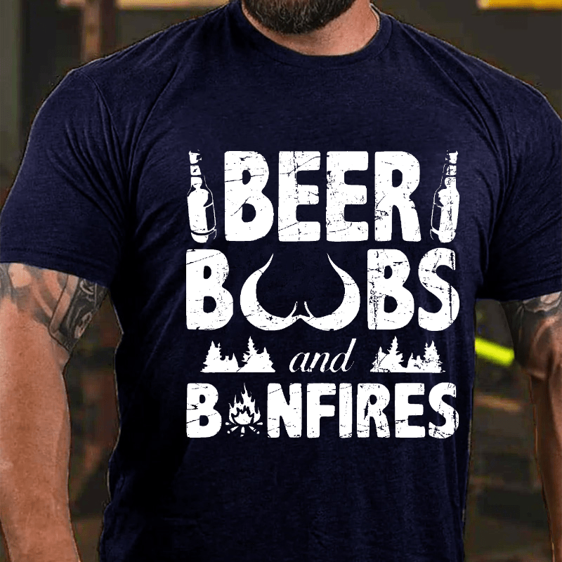 Beer Boobs And Bonfires Cotton T-shirt