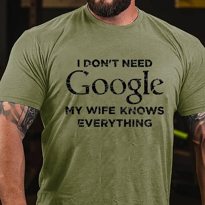 I Don't Need Google My Wife Knows Everything Cotton T-shirt (Free Customization)