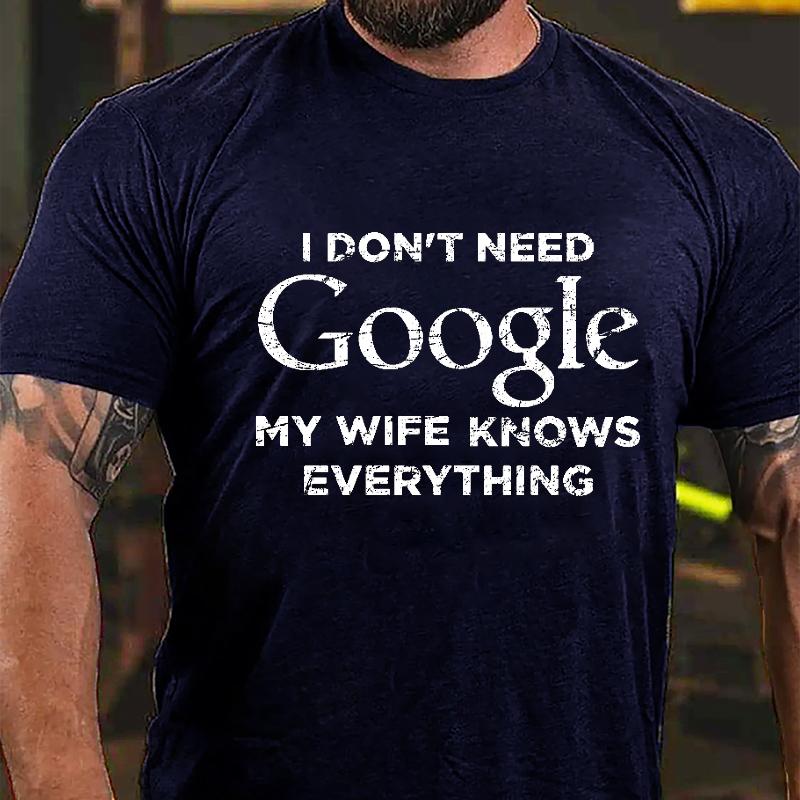 I Don't Need Google My Wife Knows Everything Cotton T-shirt (Free Customization)