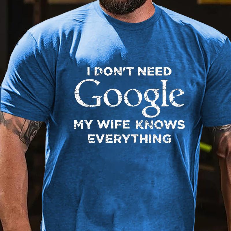 I Don't Need Google My Wife Knows Everything Cotton T-shirt (Free Customization)
