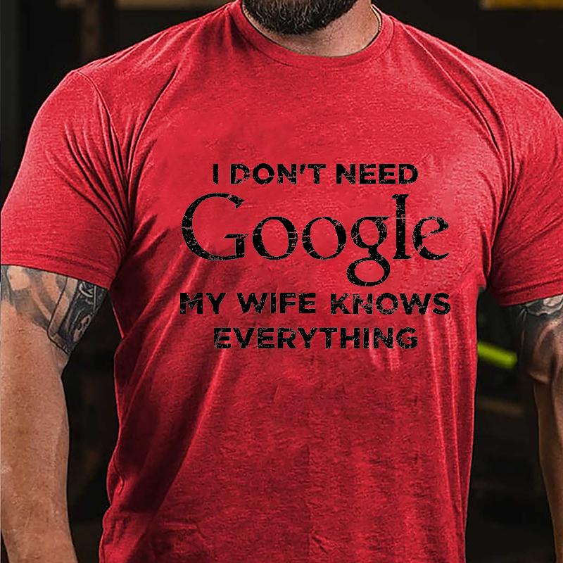 I Don't Need Google My Wife Knows Everything Cotton T-shirt (Free Customization)